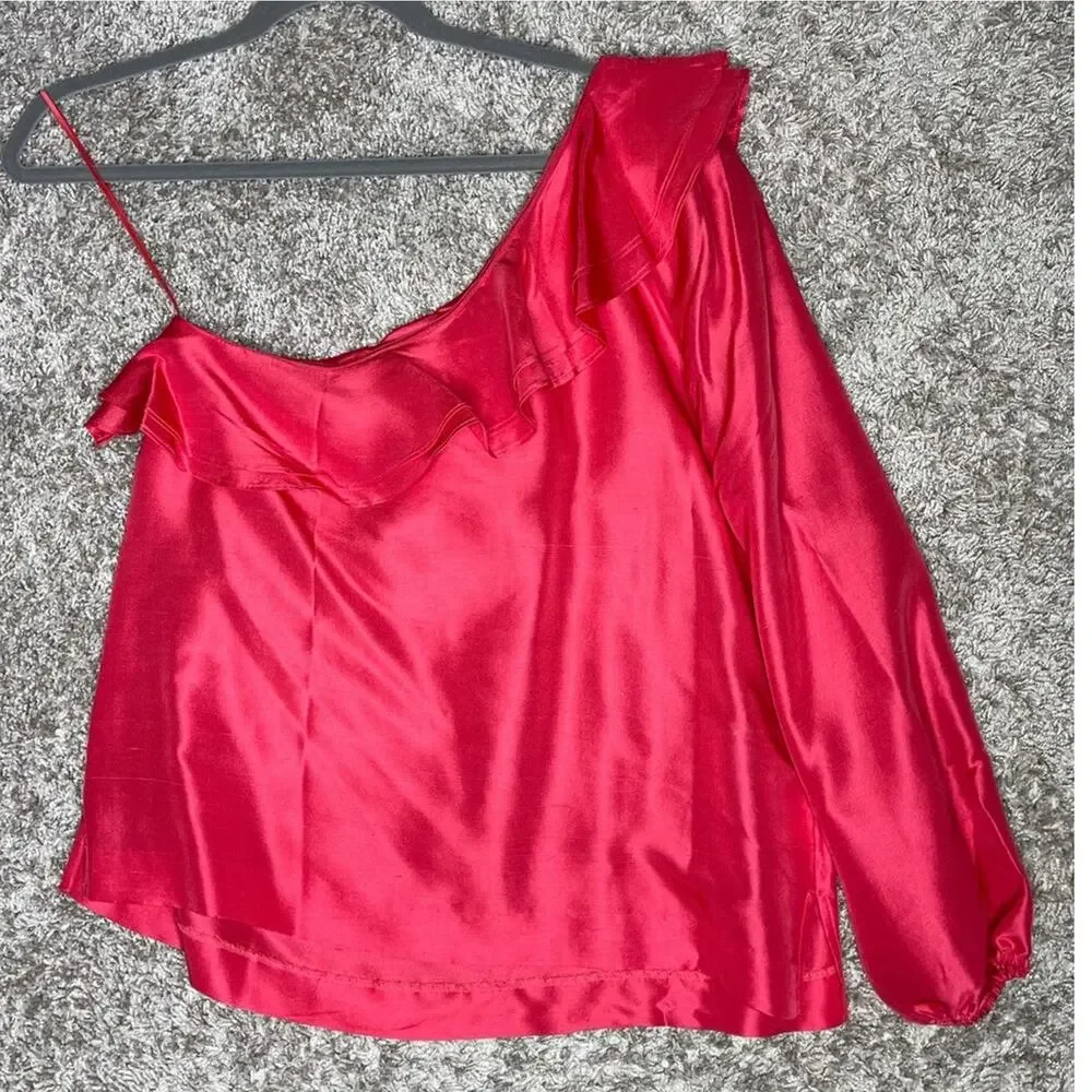 J. Crew One Shoulder Silk Shantung Top Pink Size 6 NWT